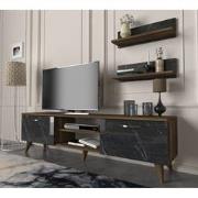 TV Meubel Set Ayden Walnoot Marmer Melamine 150x40,6x29,5 cm