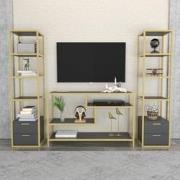 TV Meubel Set Robbins Gold Goud Antraciet Melamine 198x160x39 cm