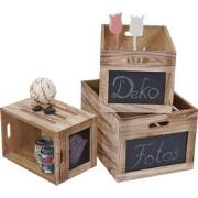 Cosmo Casa Set van 3 Houten Dozen - Opbergdoos met Plank - Shabby Look...