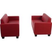 Cosmo Casa  Sofa set - 2x 2-zitsbank - Faux Leather - Rood