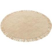 J-line - Tapijt Rond+franjes Licht Beige - 150x150x2cm