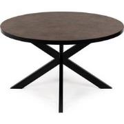 Stalux Ronde eettafel 'Daan' 120cm, kleur zwart / lederlook bruin