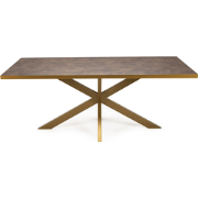 Stalux Eettafel 'Gijs' 200 x 100cm, kleur goud / lederlook bruin