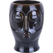 Present Time Plant Pot Mask Glazed Brown