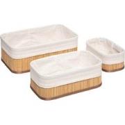 Set van 3 stuks Opbergmanden Bamboe - Wit – L: 30x20x12cm, M: 25x15x10...