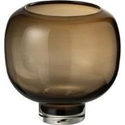 J-line - Vaas Op Voet Rond Glas Donkerbruin Large - 20.5x20.5x20cm