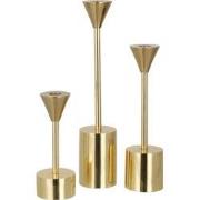 J-line - Set Van Drie Kandelaars Emma Aluminium Blinkend Goud - 7.5x7....