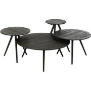 J-line - Set Van 4 Bijzettafel Rond Gerecycleerd Teak Zwart - 30x30x45...