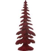 J-line - Denneboom Velours Resine Rood Small - 14.5x9x36cm