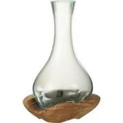 J-line - Vaas Fles Gamal Hout/glas Natuur/transparant Large - 18x18x33...