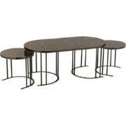 J-line - Set Van 3 Salontafels   Zilver/bruin Metaal/mdf - 120x60x48cm