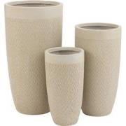 J-line - Set Van 3 Vazen Rond Hoog Klei Beige - 38x38x72cm