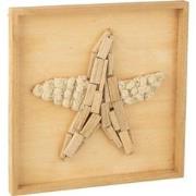 J-line - Wanddecoratie Zeester Hout Naturel - 45x3.5x45cm