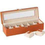 J-line - Horlogedoos 6 Compartimenten Kunstleder Cognac - 34x10.5x10cm