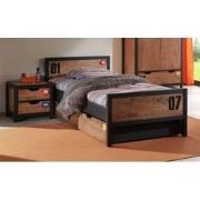 LUCEVI - Alex bed + Lattenbodem + Rolbed + Nachtkastje - Bruin - 90x20...