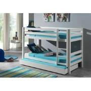 LUCEVI - Pino Stapelbed H140CM + Rolbed + Ladder - Wit - 90x200 cm