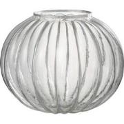 J-line - Windlicht Bol Streep Glas Transparant/zilver Large - 29.5x29....