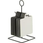 J-line - Coaster Square Vik Wood With Black/white - 10.5x11.5x23cm