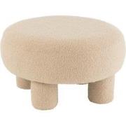 J-line - Kruk Rond Teddy Voeten Bouclé Warm Beige - 52x52x28cm