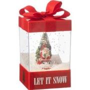 J-line - Sneeuwbol Geschenkdoos Led Kerstman Resine - 13.5x13.5x20cm