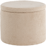 Amelia poef teddystof beige - met opbergruimte - Ø 51 cm