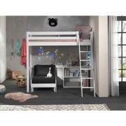 LUCEVI - Pino Mezzanine Bed + Ladder + Boekenkast + Slaapfauteuil - Wi...