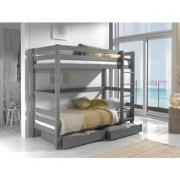 LUCEVI - Pino Stapelbed H180CM + 2 Lades - Grijs - 90x200 cm