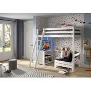 LUCEVI - Pino Mezzanine bed + boekenkast + Slaapfauteuil - Wit - 90x20...