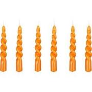 Mica Decorations Twist Kaars - Set van 6 - H15 x Ø2,2 cm - Oranje, gla...