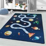 Tapijtenloods Play Vloerkleed Kinderkamer Space Numbers Laagpolig Blau...