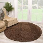 Tapijtenloods Loca Shaggy Rond Vloerkleed Bruin Hoogpolig- 240 CM ROND