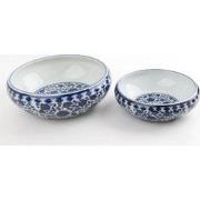 Fine Asianliving Chinese Schaal Porselein Blauw-wit Handbeschilderd