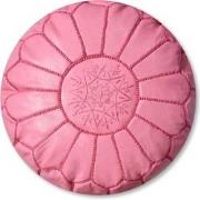 Leren Poef - Roze - Handgemaakt - Gevuld geleverd - Poufs&Pillows