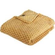 Flanellen fleece plaid Honey - Oker Geel - L 125 x 150 cm