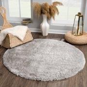 Tapijtenloods Porto Rond Soft Fluffy Vloerkleed Hoogpolig Effen Grijs-...