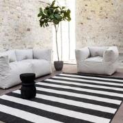 Buitenkleed Stripes zwart/wit dubbelzijdig - Polypropyleen - 200 x 290...