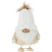 D- J-line - Kerstman Pompom Poly Wit/beige Small - 24x22x34cm