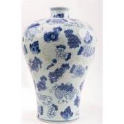 Fine Asianliving Chinese Vaas Porselein Handgeschilderd Blauw-Wit