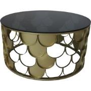 HSM Collection-Ronde Salontafel-ø80x40-Goud/Zwart-Metaal/Glas