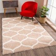 Tapijtenloods Madrid Shaggy Design Vloerkleed Beige Creme Hoogpolig- 1...