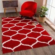 Tapijtenloods Madrid Shaggy Design Vloerkleed Rood Creme Hoogpolig- 12...