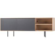 Fina sideboard houten dressoir linoleum nero whitewash - 180 x 45 cm