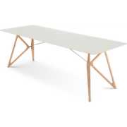 Tink table houten eettafel whitewash - met linoleum tafelblad mushroom...