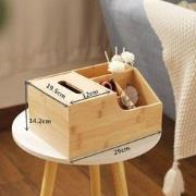 Decopatent® Tissue box Bamboe met 4 extra opbergvakken - zakdoekendoos...