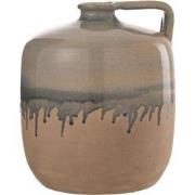 J-line - Kruik Handvat Keramiek Beige/grijs Large - 23x24x24cm