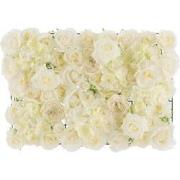 J-line - Paneel Bloemen Mix Plastiek Wit - 62.5x43x7cm