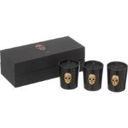 J-line - Doos Van 3 Geurkaarsen Doodskop Nuit Noir 16uur - 21.5x9.5x7c...