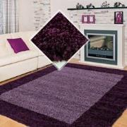 Tapijtenloods Basic Shaggy Kader vloerkleed Paars Hoogpolig- 100x200 C...