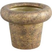 PTMD Relandi Ronde Bloempot - H24 x Ø30 cm - Cement - Goud