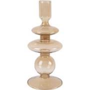 2x Present Time Candle Holder Glass Art Rings Medium Sand brown